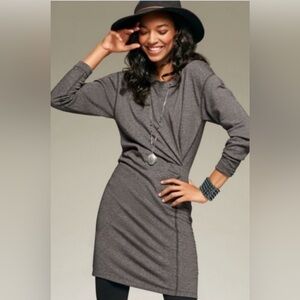 CABi jersey long sleeve faux wrap heather gray sweater dress women’s S